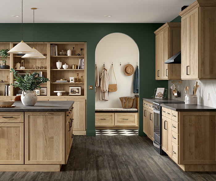 Subtle Sophistication Transitional Shaker Cabinetry in Warm Tan Hues