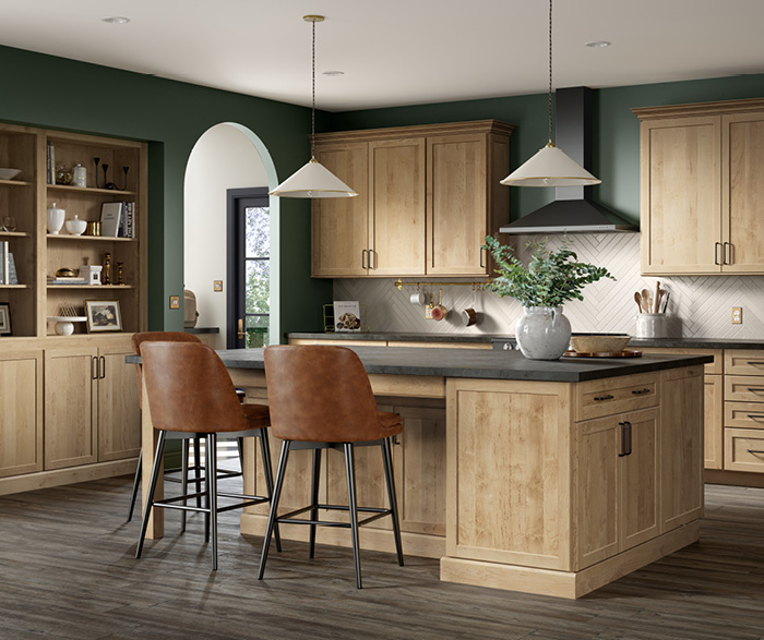 Subtle Sophistication Transitional Shaker Cabinetry in Warm Tan Hues