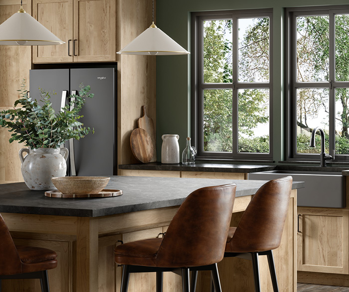 Subtle Sophistication Transitional Shaker Cabinetry in Warm Tan Hues